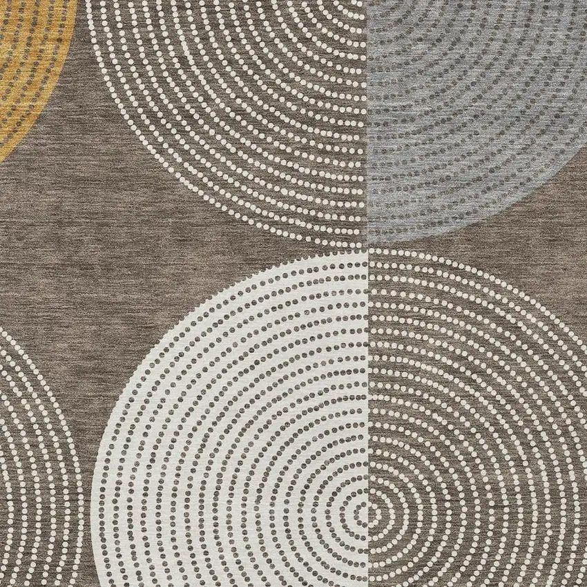 Brown And Ivory Geometric Washable Indoor Outdoor Area Rug Photo 6