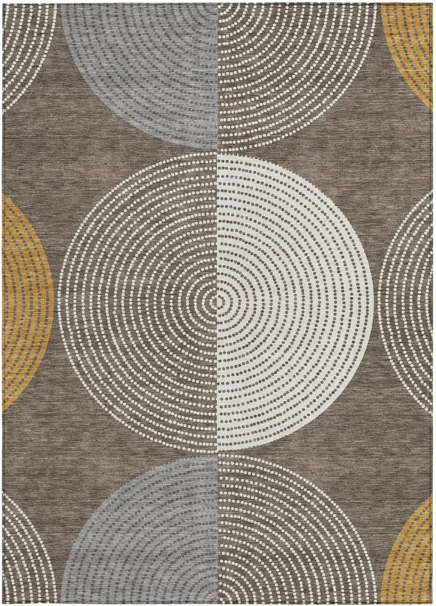 Brown And Ivory Geometric Washable Indoor Outdoor Area Rug Photo 4