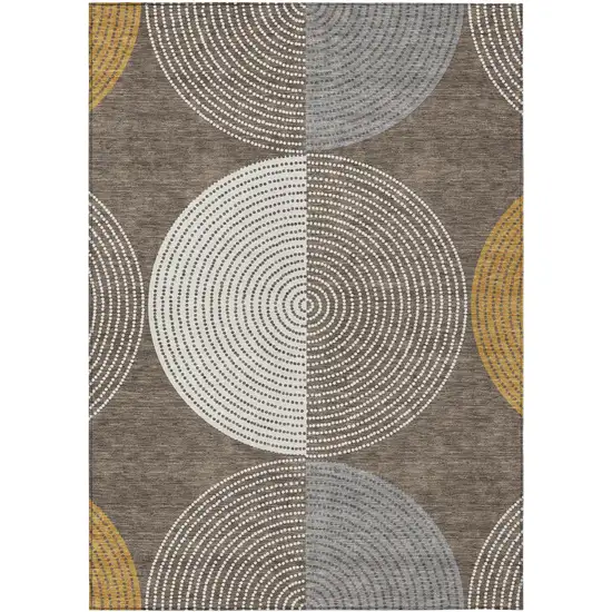 Brown And Ivory Geometric Washable Indoor Outdoor Area Rug Photo 2