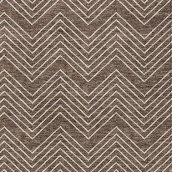 Brown And Ivory Geometric Washable Indoor Outdoor Area Rug Photo 2
