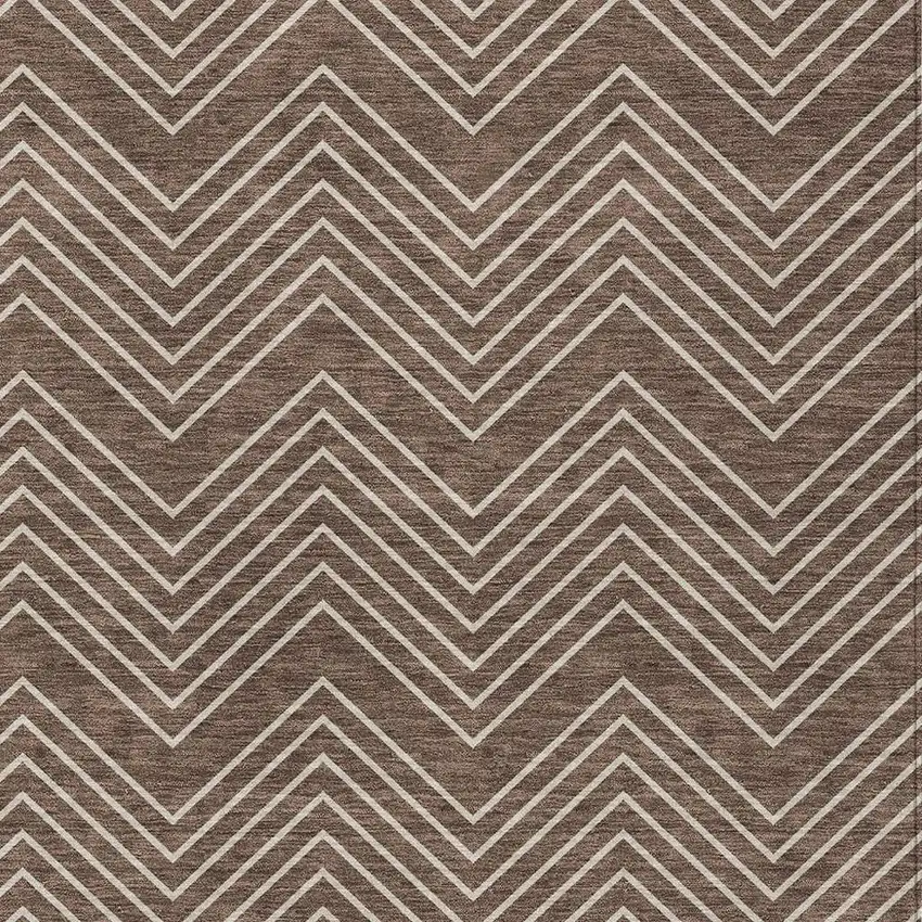 Brown And Ivory Geometric Washable Indoor Outdoor Area Rug Photo 2