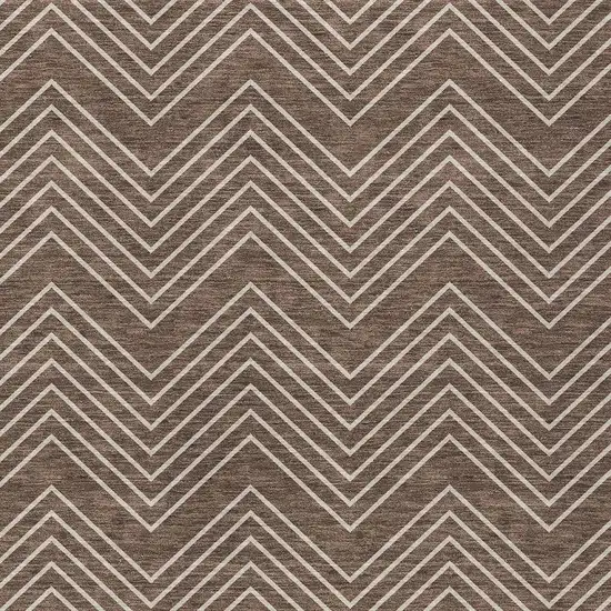 Brown And Ivory Geometric Washable Indoor Outdoor Area Rug Photo 2