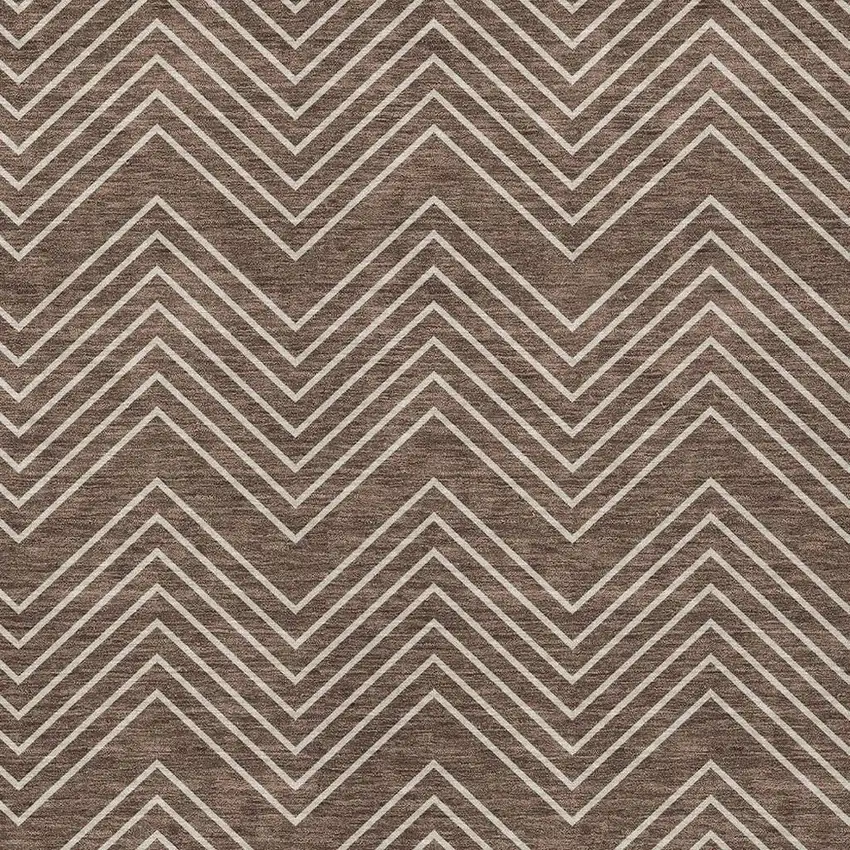 Brown And Ivory Geometric Washable Indoor Outdoor Area Rug Photo 2