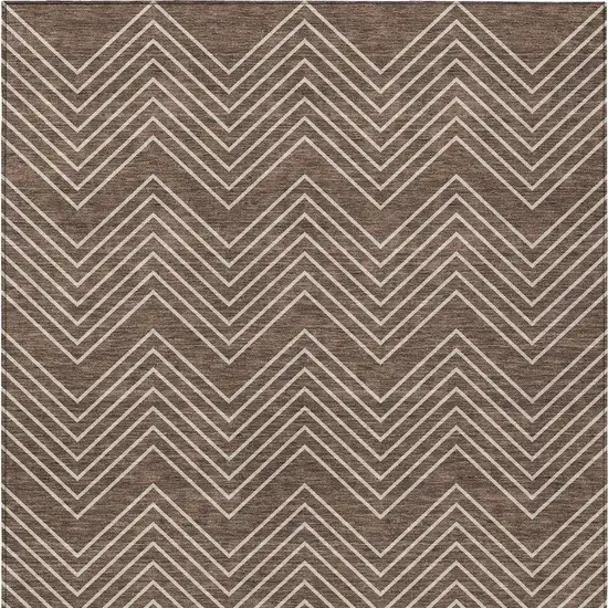 Brown And Ivory Geometric Washable Indoor Outdoor Area Rug Photo 3