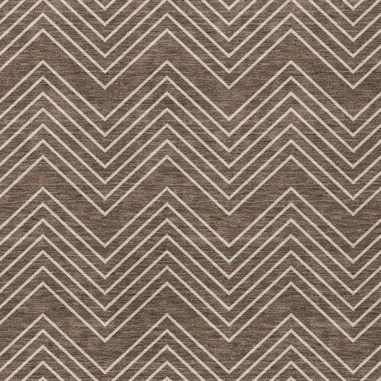 Brown And Ivory Geometric Washable Indoor Outdoor Area Rug Photo 2