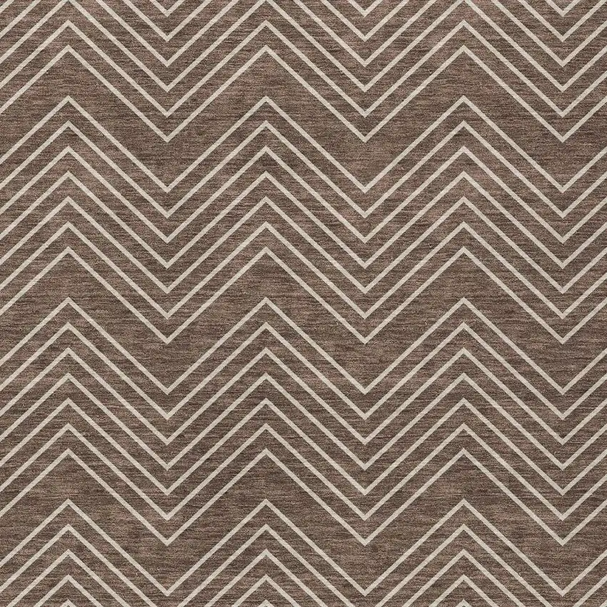 Brown And Ivory Geometric Washable Indoor Outdoor Area Rug Photo 2