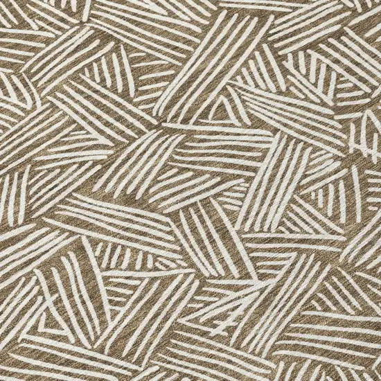 Brown And Ivory Geometric Washable Indoor Outdoor Area Rug Photo 7