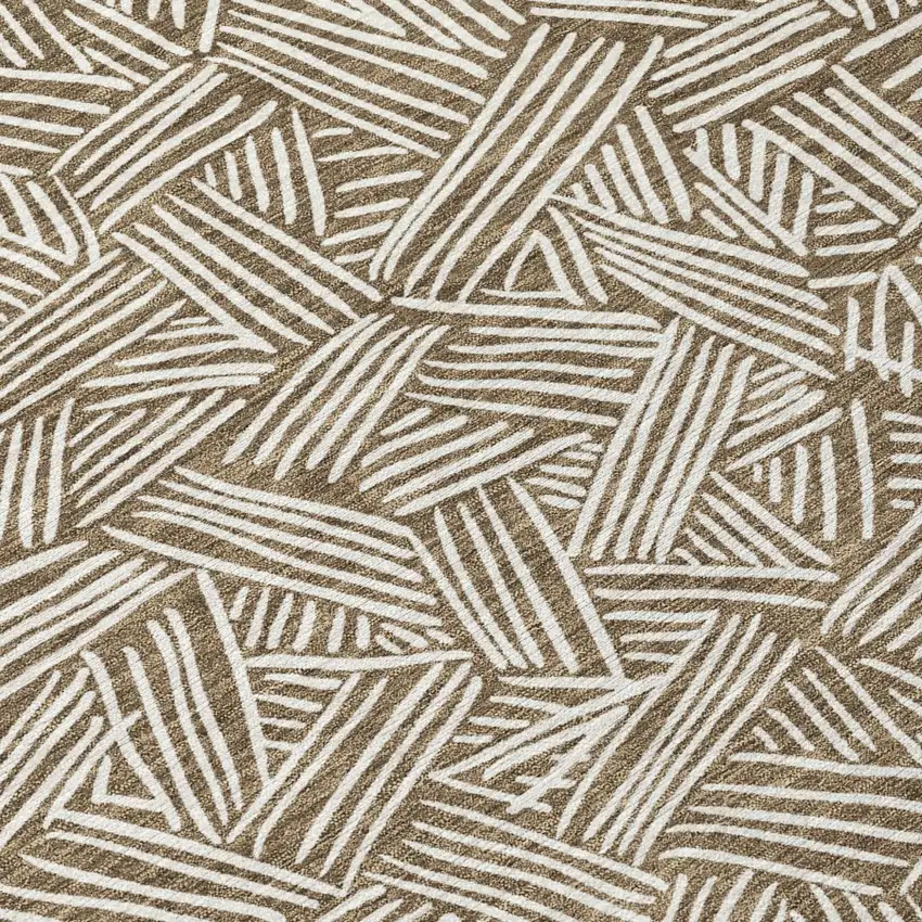 Brown And Ivory Geometric Washable Indoor Outdoor Area Rug Photo 7