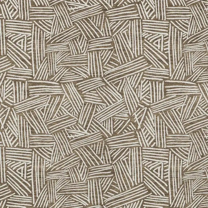 Brown And Ivory Geometric Washable Indoor Outdoor Area Rug Photo 4