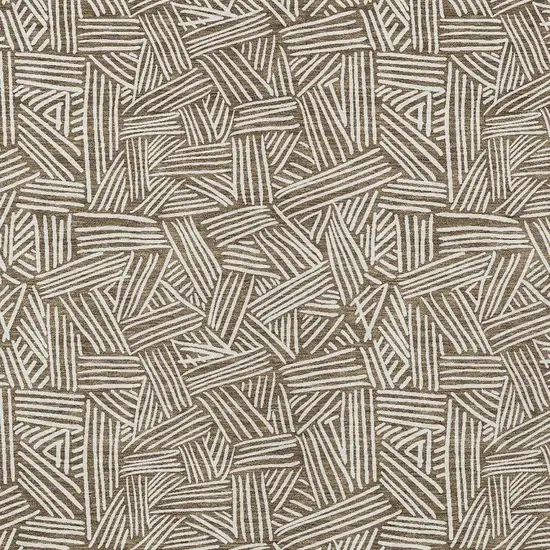 Brown And Ivory Geometric Washable Indoor Outdoor Area Rug Photo 4