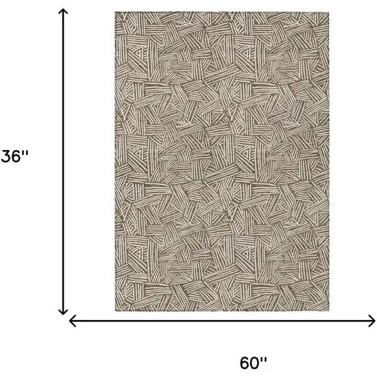 Brown And Ivory Geometric Washable Indoor Outdoor Area Rug Photo 8