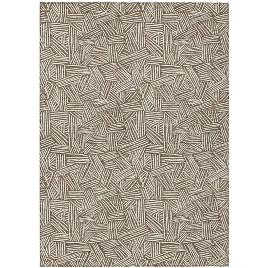 Brown And Ivory Geometric Washable Indoor Outdoor Area Rug Photo 2