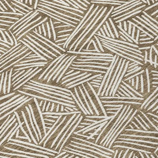 Brown And Ivory Geometric Washable Indoor Outdoor Area Rug Photo 8