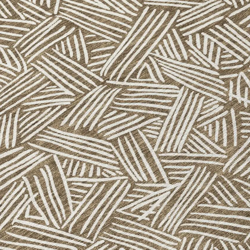Brown And Ivory Geometric Washable Indoor Outdoor Area Rug Photo 8