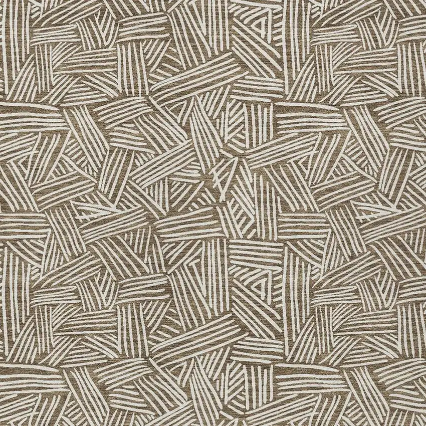 Brown And Ivory Geometric Washable Indoor Outdoor Area Rug Photo 3