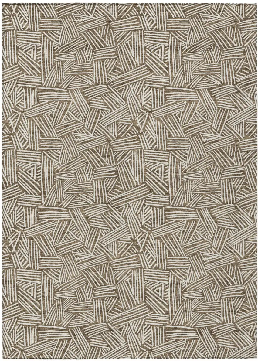 Brown And Ivory Geometric Washable Indoor Outdoor Area Rug Photo 2