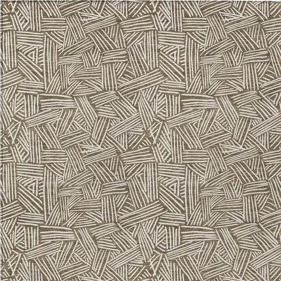 Brown And Ivory Geometric Washable Indoor Outdoor Area Rug Photo 4