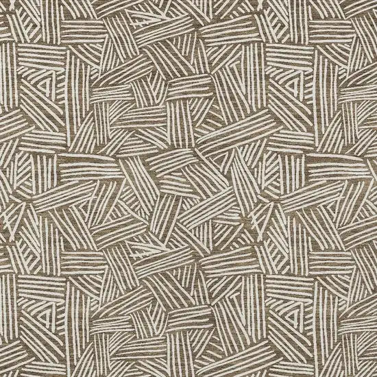 Brown And Ivory Geometric Washable Indoor Outdoor Area Rug Photo 5
