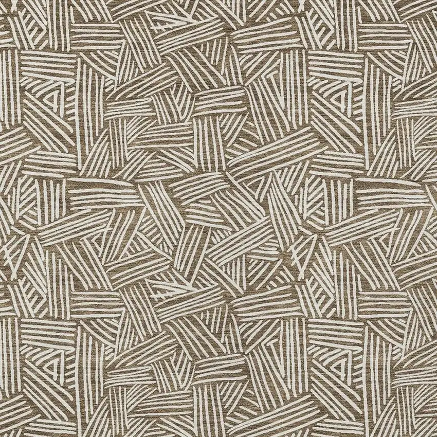 Brown And Ivory Geometric Washable Indoor Outdoor Area Rug Photo 5