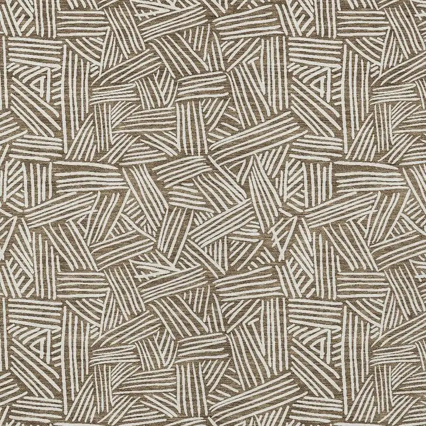 Brown And Ivory Geometric Washable Indoor Outdoor Area Rug Photo 3