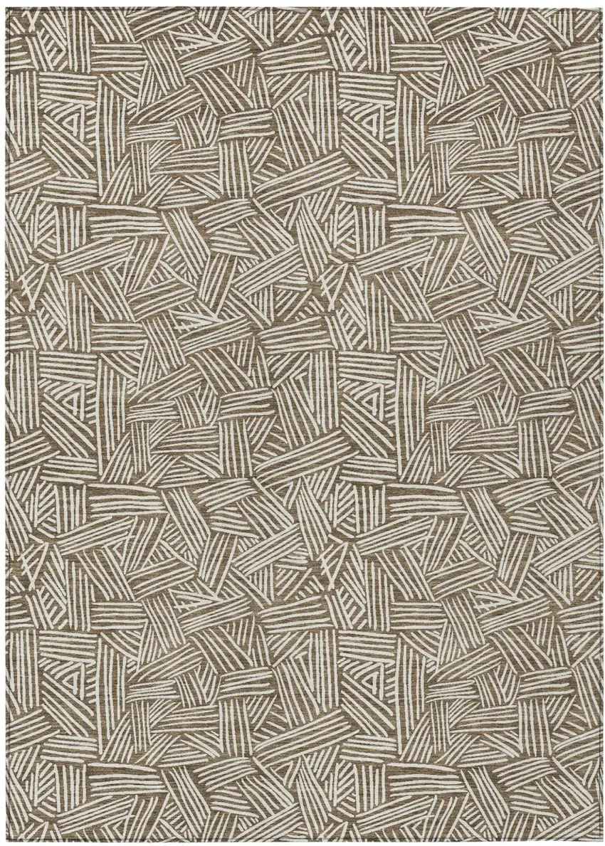 Brown And Ivory Geometric Washable Indoor Outdoor Area Rug Photo 2