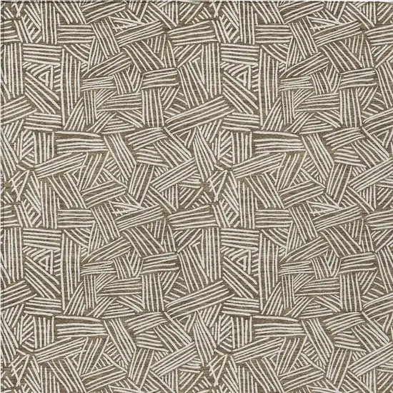 Brown And Ivory Geometric Washable Indoor Outdoor Area Rug Photo 6