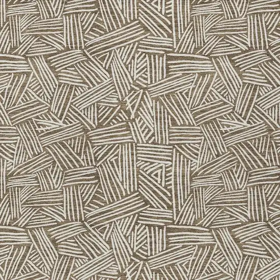 Brown And Ivory Geometric Washable Indoor Outdoor Area Rug Photo 5