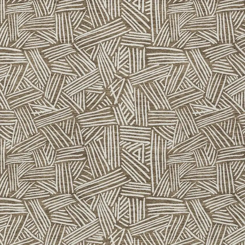 Brown And Ivory Geometric Washable Indoor Outdoor Area Rug Photo 5