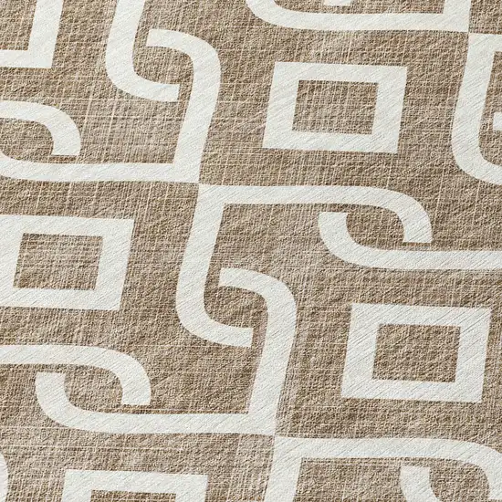 Brown And Ivory Geometric Washable Indoor Outdoor Area Rug Photo 3