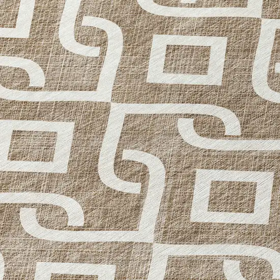 Brown And Ivory Geometric Washable Indoor Outdoor Area Rug Photo 5