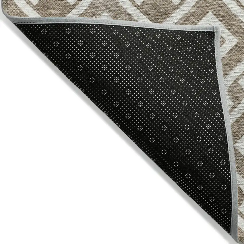 Brown And Ivory Geometric Washable Indoor Outdoor Area Rug Photo 5