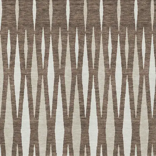 Brown And Ivory Geometric Washable Indoor Outdoor Area Rug Photo 6