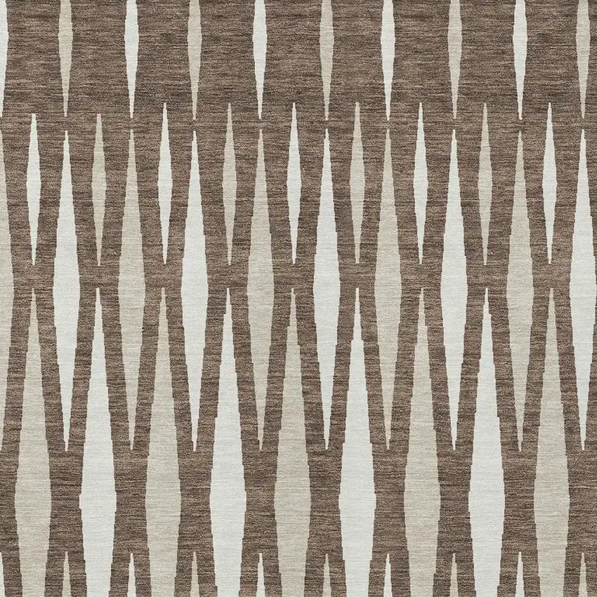 Brown And Ivory Geometric Washable Indoor Outdoor Area Rug Photo 6