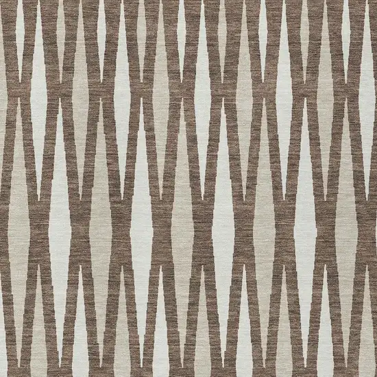 Brown And Ivory Geometric Washable Indoor Outdoor Area Rug Photo 6