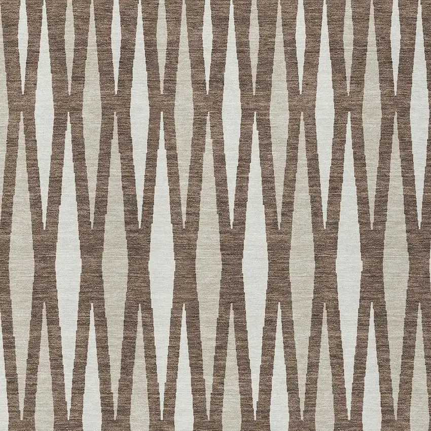 Brown And Ivory Geometric Washable Indoor Outdoor Area Rug Photo 6