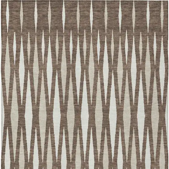 Brown And Ivory Geometric Washable Indoor Outdoor Area Rug Photo 7