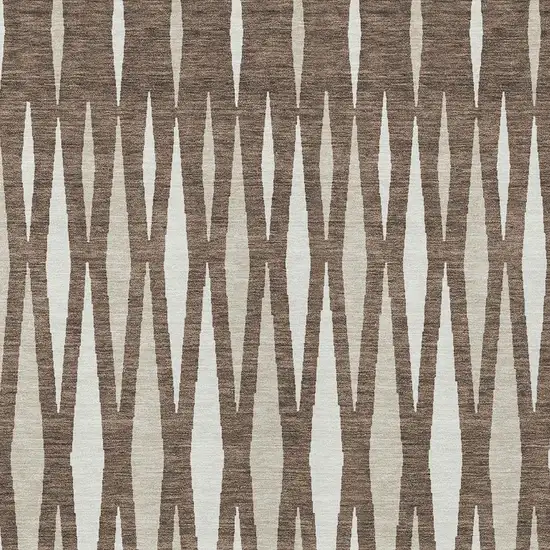 Brown And Ivory Geometric Washable Indoor Outdoor Area Rug Photo 6