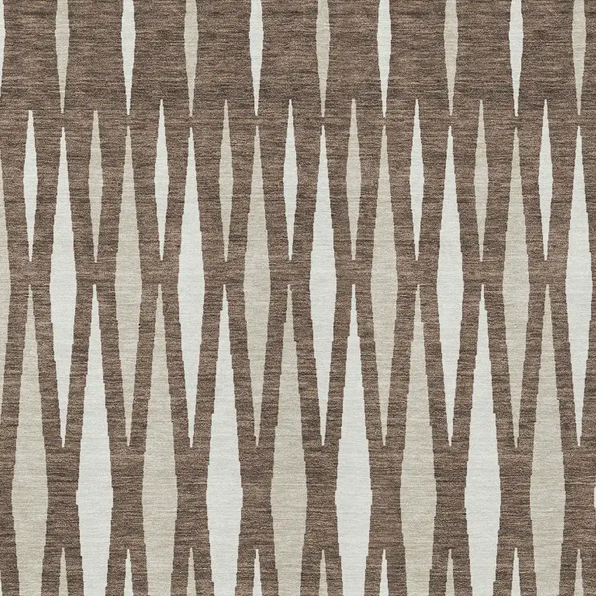 Brown And Ivory Geometric Washable Indoor Outdoor Area Rug Photo 6