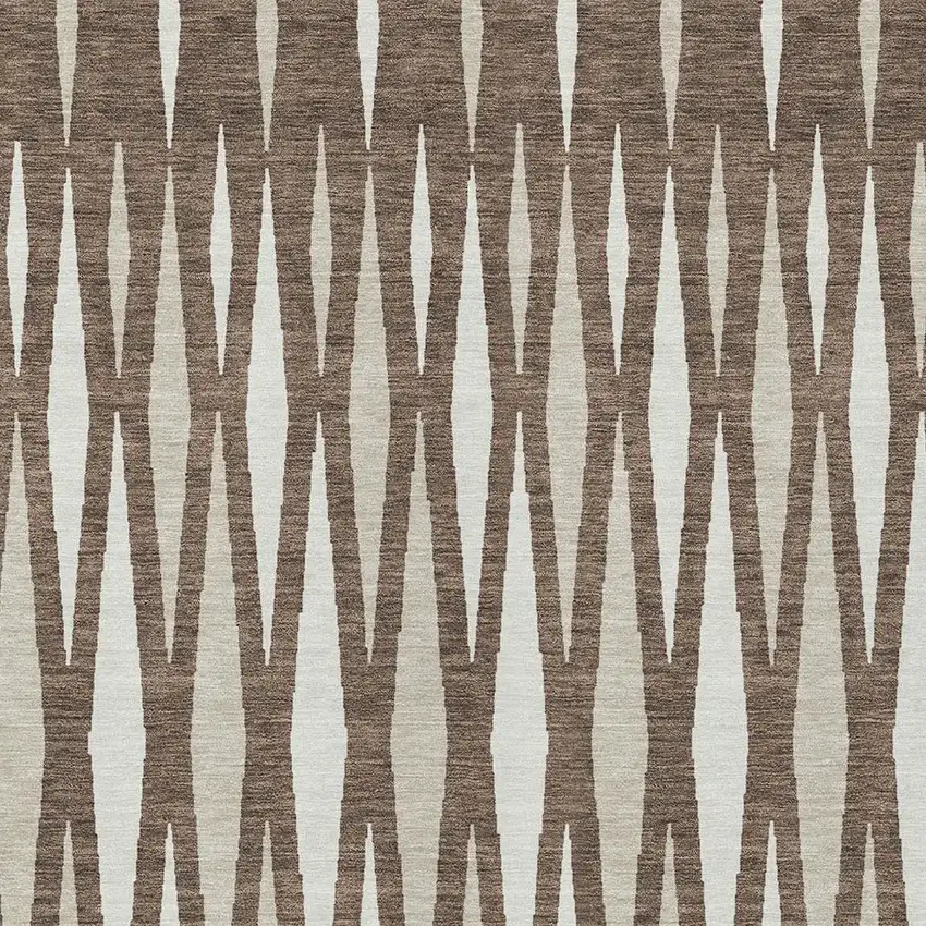 Brown And Ivory Geometric Washable Indoor Outdoor Area Rug Photo 6