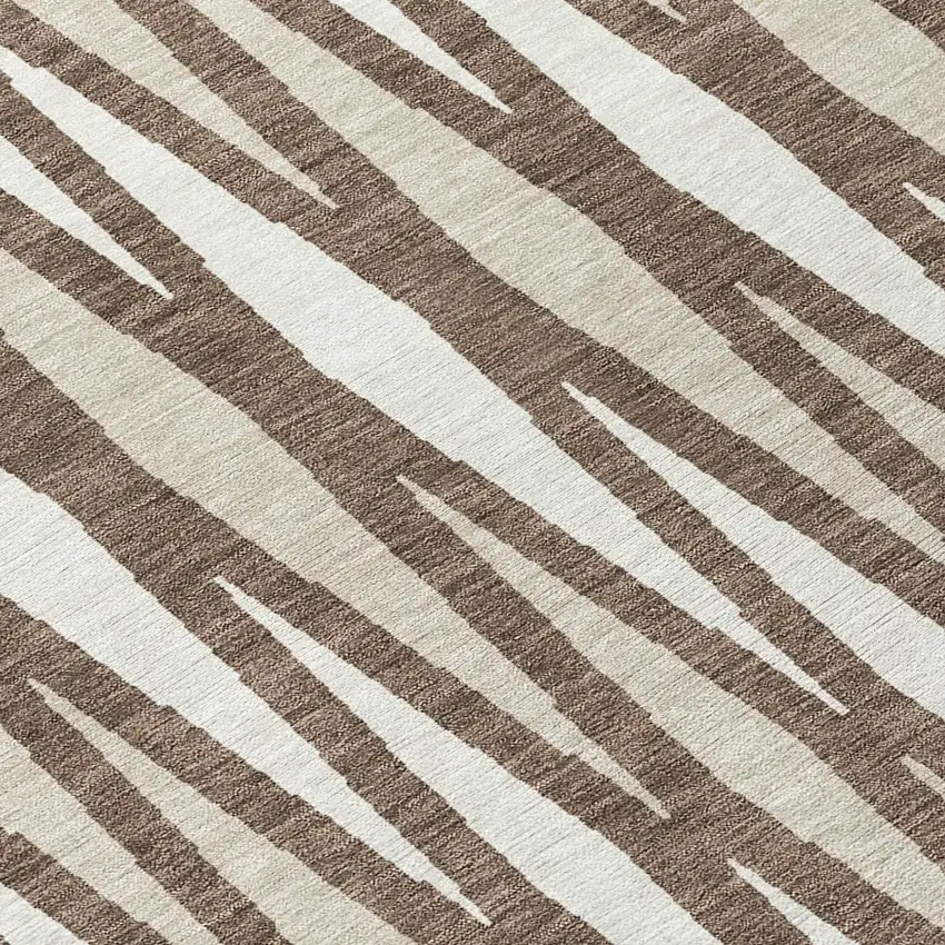 Brown And Ivory Geometric Washable Indoor Outdoor Area Rug Photo 8