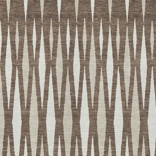 Brown And Ivory Geometric Washable Indoor Outdoor Area Rug Photo 6