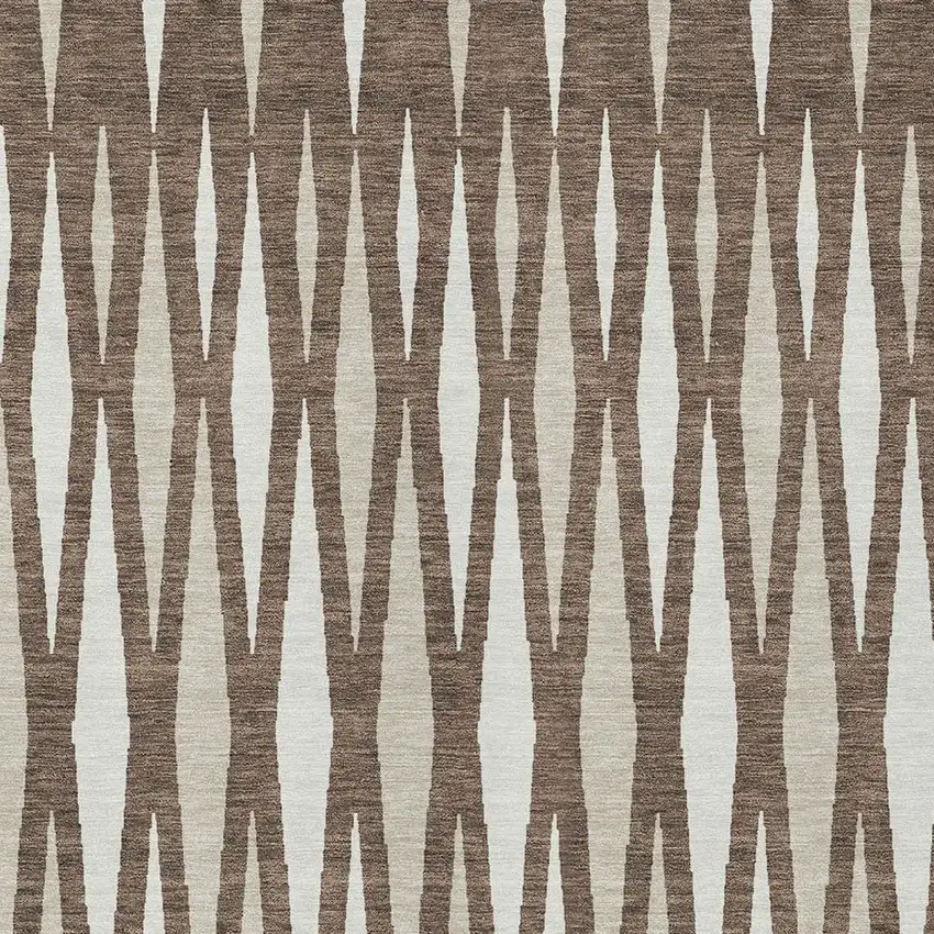 Brown And Ivory Geometric Washable Indoor Outdoor Area Rug Photo 6