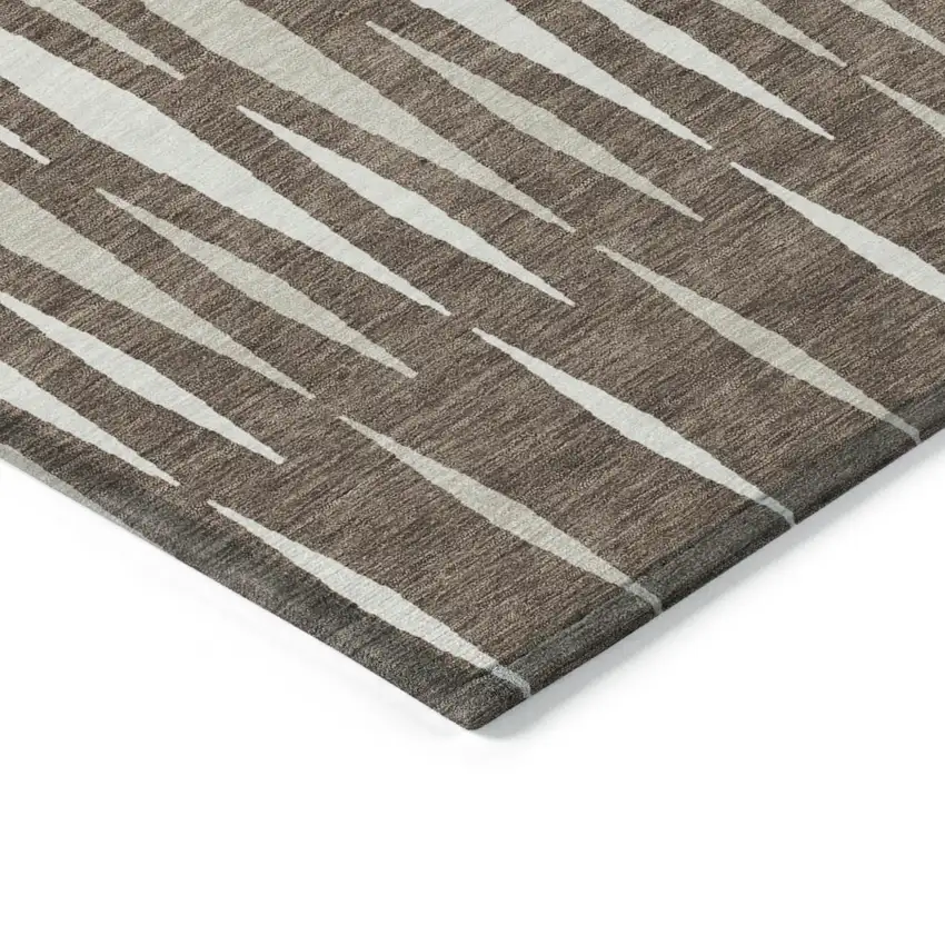 Brown And Ivory Geometric Washable Indoor Outdoor Area Rug Photo 5
