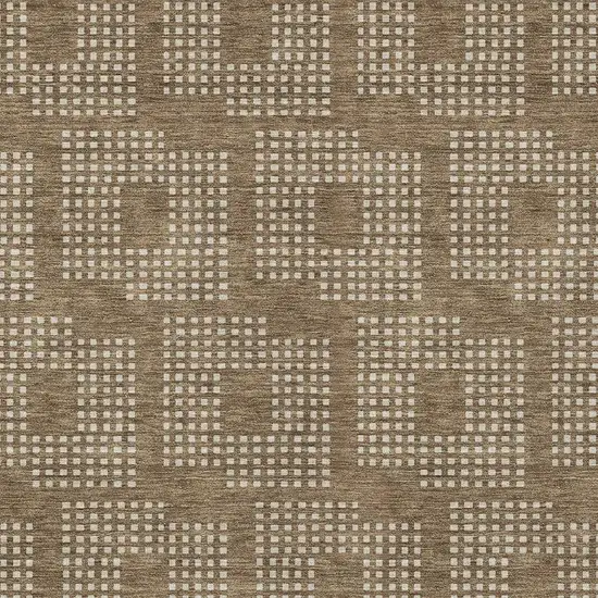 Brown And Ivory Geometric Washable Indoor Outdoor Area Rug Photo 6
