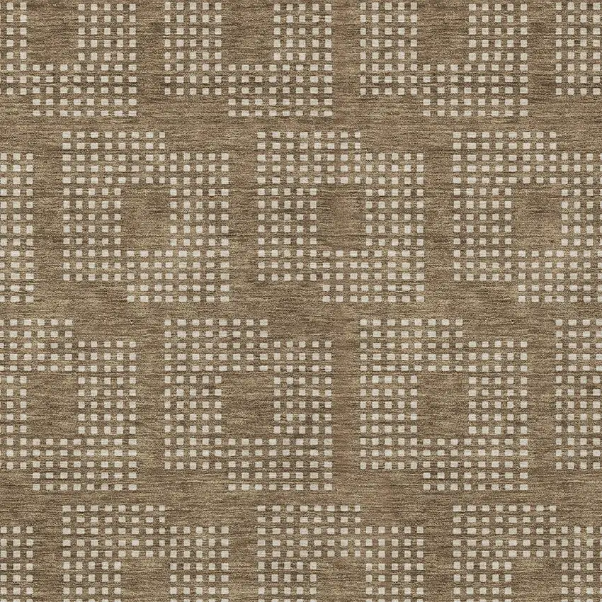 Brown And Ivory Geometric Washable Indoor Outdoor Area Rug Photo 6