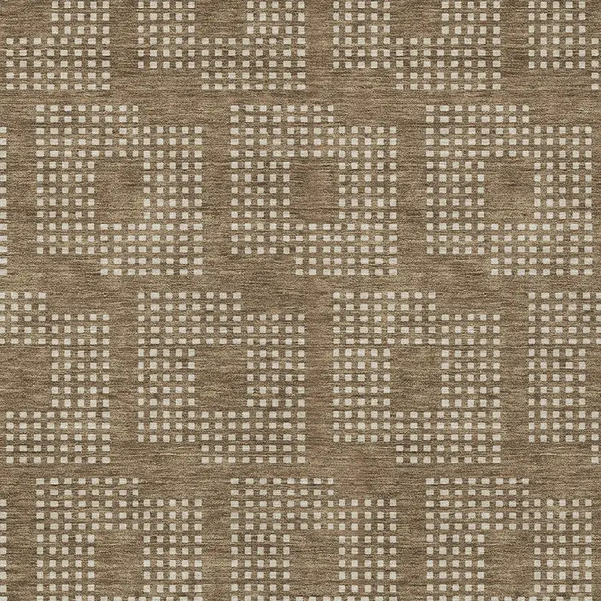 Brown And Ivory Geometric Washable Indoor Outdoor Area Rug Photo 6