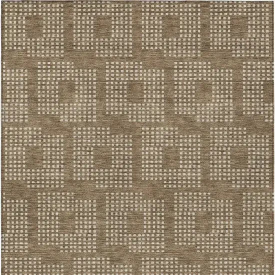 Brown And Ivory Geometric Washable Indoor Outdoor Area Rug Photo 7