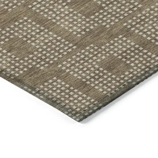Brown And Ivory Geometric Washable Indoor Outdoor Area Rug Photo 5