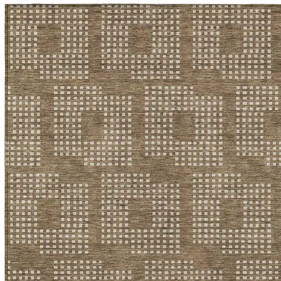 Brown And Ivory Geometric Washable Indoor Outdoor Area Rug Photo 6