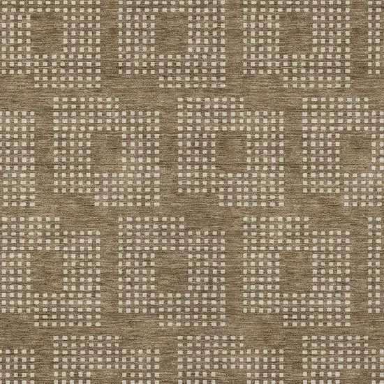 Brown And Ivory Geometric Washable Indoor Outdoor Area Rug Photo 6